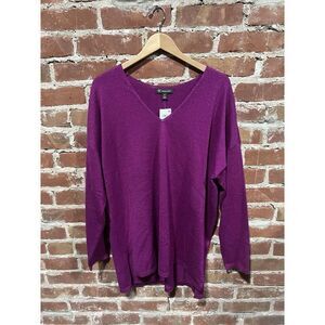 International Conepts Womens Purple Knit V-neck Long Sleeve Shirt NWT Size 2XL